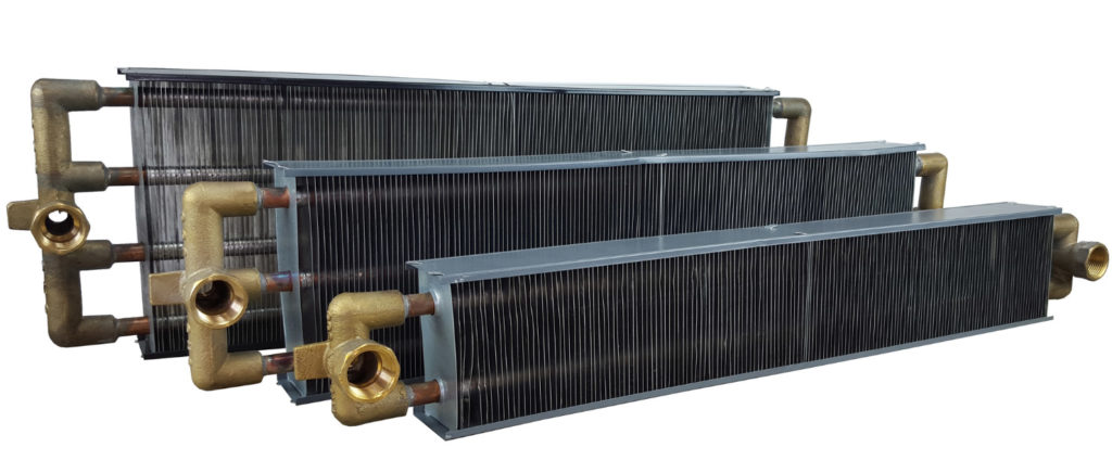 Copper finned hydronic heating element